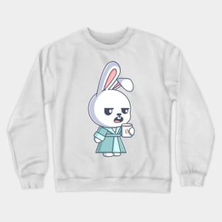 Bunny drinking coffee in the morning Crewneck Sweatshirt